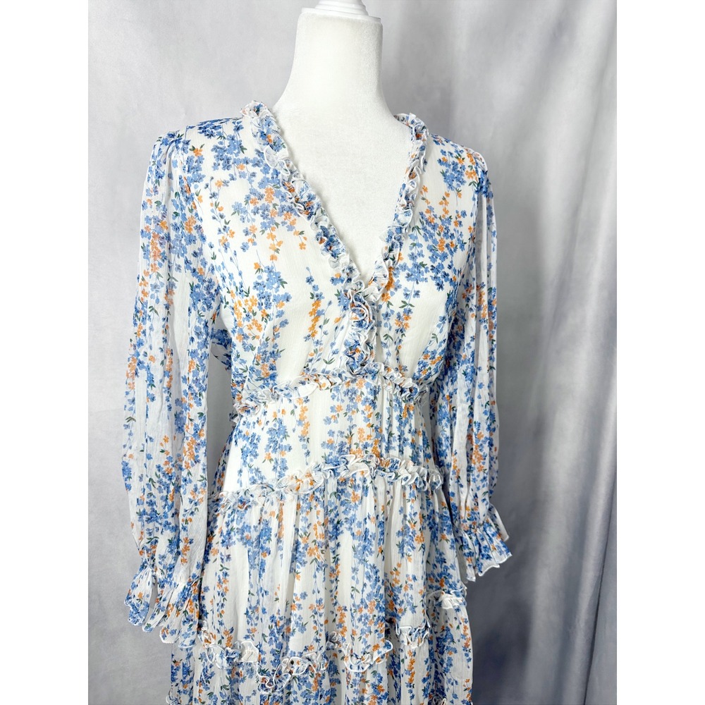 Selfie Leslie Laney Cut-Out Back Floral Blue White Mini Dress Women's Size XL - Picture 5 of 13